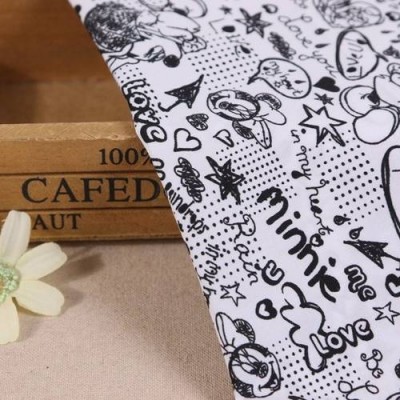 Eco Friendly Reayol Textile Smooth White Black Printed 100% Cotton Fabric For Shirts